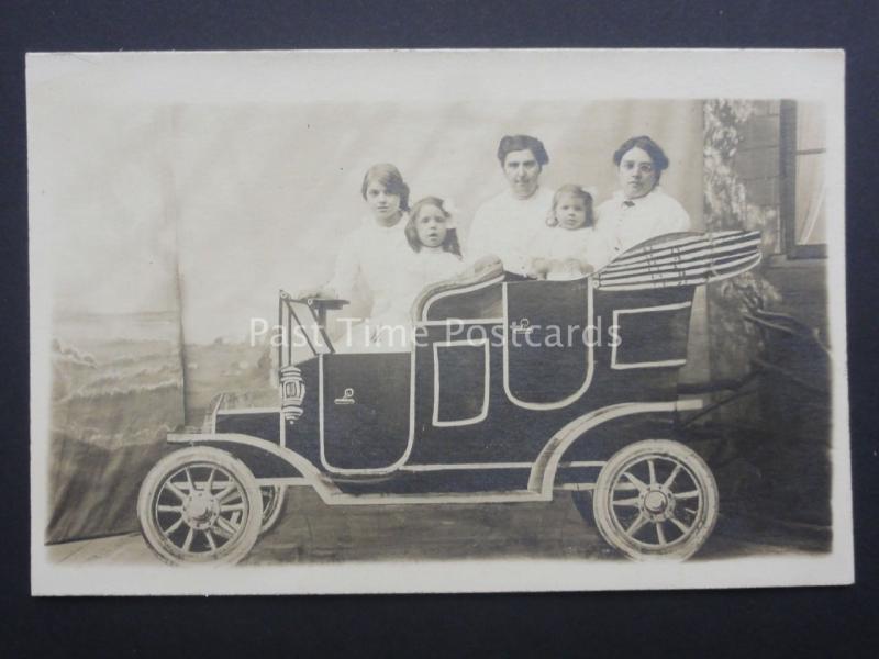 Family Portrait of Old Car Seaside Cut Out - W.Findley New Fair Ground Southport