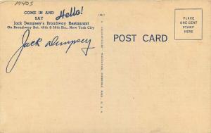 1940s Jack Dempsey's Broadway Restaurant interior Postcard New York 2630