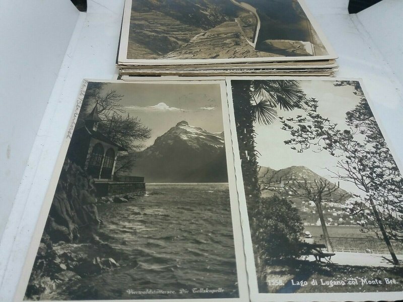 Job Lot 40 Vintage B&W Topographical Foreign Postcards Standard Size Mixed 