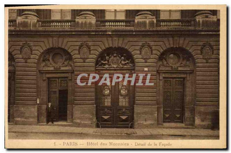 Old Postcard Paris Hotel Mint, facade Detail