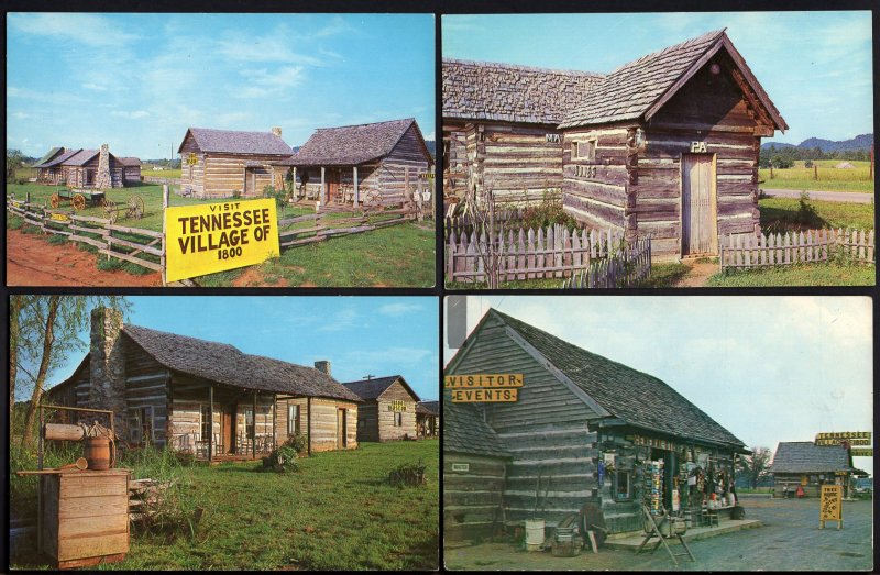 (6) Tennessee ETOWAH Village of 1800 Highway 411 Log Houses (2) Dups - Chrome