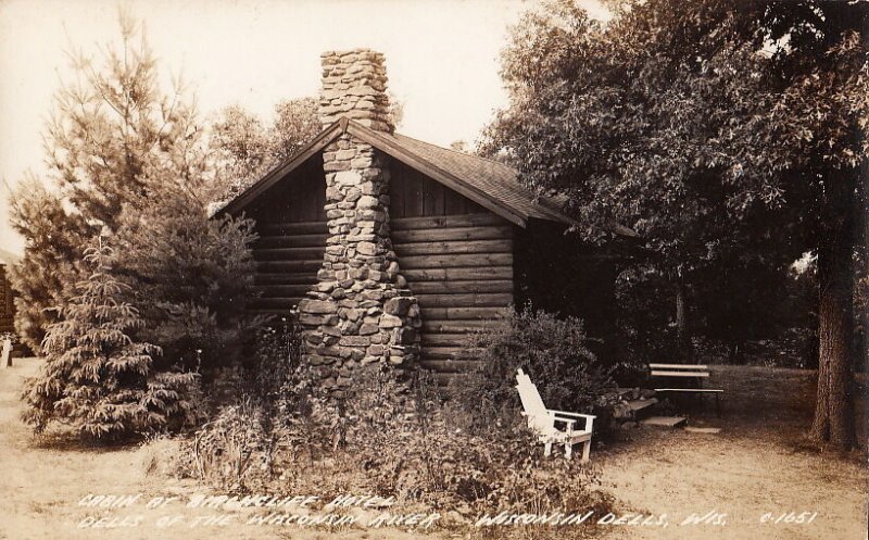 Postcard RPPC Cabin Birchcliff Hotel Wisconsin Dells WI