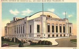 Vintage Postcard 1949 Municipal Auditorium Convention Spruce Philadelphia PA