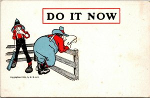 Vtg 1904 Do It Now Spanking with Paddle Unused Comic Humor Postcard