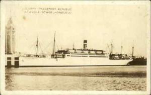 Honolulu HI Army Transport Republic at Aloha Tower - Real...