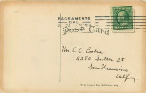 c1907 Postcard; Raft Ferry Crossing the Sacramento River near Sacramento CA