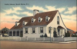 Beach Haven NJ Public Library Vintage Linen Postcard