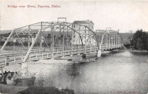 J40/ Payette Idaho Postcard c1910 Bridge Over River Mill Building 197