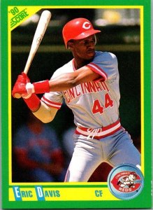 1990 Score Baseball Card Tom Eric Davis Cincinnati Reds sk2737