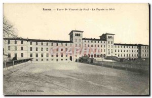 Postcard Old School Rennes St Vincent de Paul The Facade at Noon