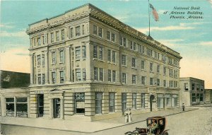 Phoenix Arizona C-1910 National Bank Arizona Building Flag auto Postcard 24-9601