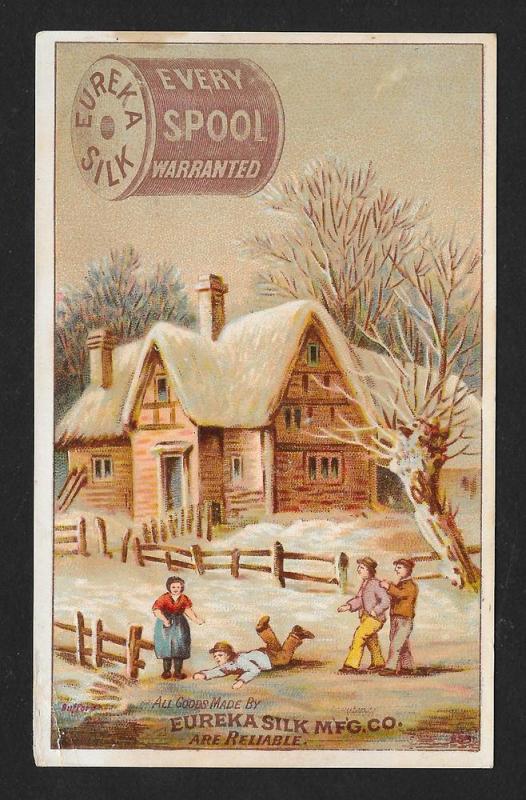 VICTORIAN TRADE CARD Eureka Silk Thread Country House