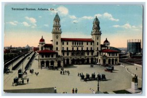 Atlanta Georgia Postcard Terminal Station Exterior Building 1914 Vintage Antique