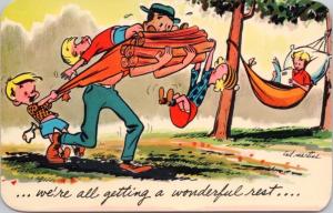 Getting A Wonderful Rest Comic Humor Vacation Camping Ted Martine Postcard D37