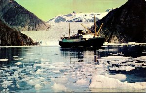 Vtg Tracy Arm Fjord SS Glacier Queen Yukon Star Cruise AK Advertising Postcard