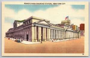 Pennsylvania Railroad Station New York City NY NYC  UNP Linen Postcard H15