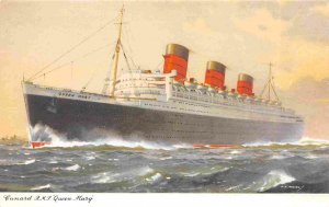 RMS Queen Mary Cunard Ocean Liner Ship 1960s postcard