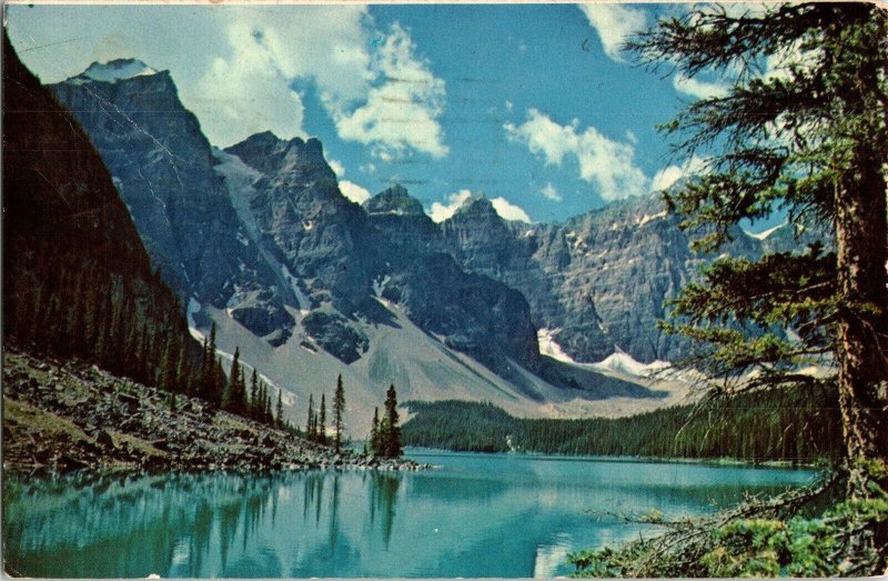 Canadian Rockies Moraine Lake Valley Ten Peaks Clour Photo IPS WOB Note Postcard