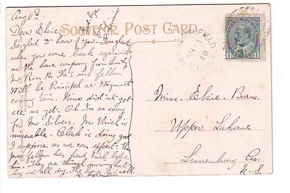 Bear River Falls, Nova Scotia, Used 1910 Split Ring Cancel