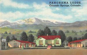 Colorado Springs Colorado Panorama Lodge Linen Antique Postcard J60317