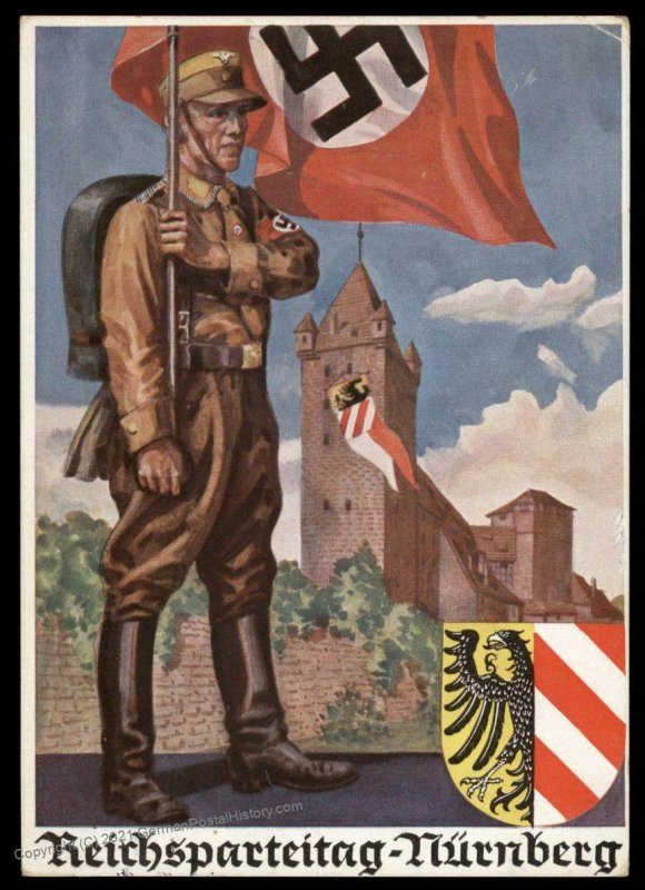 3rd Reich Germany Hoffmann 1936 Reichsparteitag Propaganda Card USED Rally 98887