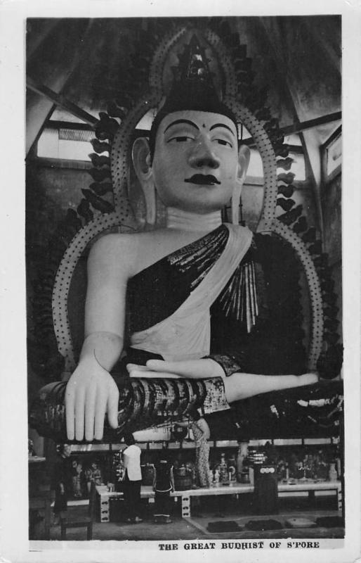 Singapore The Great Budhist Statue Shrine Real Photo Antique Postcard K13157