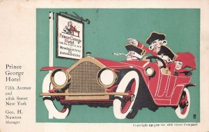 PRINCE GEORGE HOTEL NEW YORK CAR AUTOMOBILES AD POSTCARD 1913