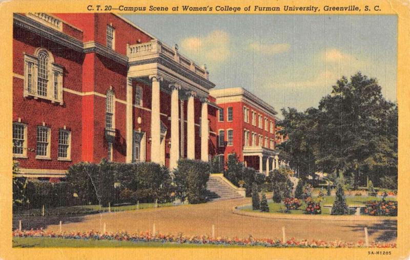 Greenville South Carolina Furman University Womens College Postcard K86516