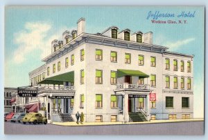 Watkins Glen New York NY Postcard Jefferson Hotel Building Exterior Scene c1940s