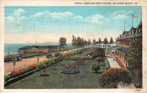 Buckroe Beach Virginia Hotel Lawn and Bath House Vintage Postcard AA90961