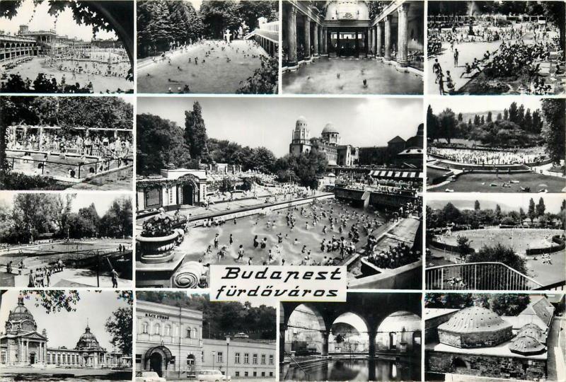 Hungary Budapest furdovaros 1960s multi views postcard