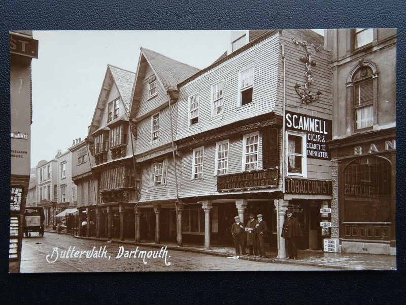 Devon DARTMOUTH Butterwalk shows SCAMMELL TOBACCONIST - Old RP Postcard