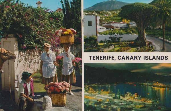 Tenerife Canary Islands Flower Sellers Lady Costume Postcard