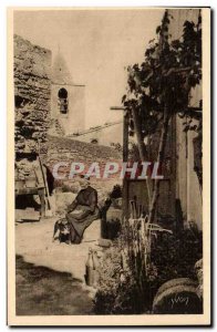 Old Postcard Les Baux A corner of the old town (costume folklore woman)