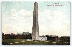 c1910 ADVERTISEMENT McPAIL PIANO CO BOSTON BUNKER HILL MONUMENT POSTCARD P2738