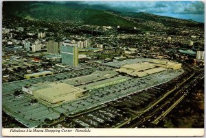 VINTAGE CONTINENTAL SIZE POSTCARD AERIAL VIEW OF THE ALA MOANA SHOPPING CENTER