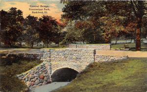 Rockford Illinois~Sinnissippi Park~Central Bridge~Cobblestone Bridge~1915 Pc