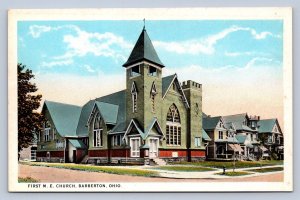 K1/ Barberton Ohio Postcard c1910 First M.E. Church Building 121