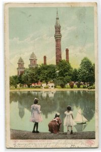 Waterworks Park Lake Model Yacht Detroit Michigan 1907 postcard