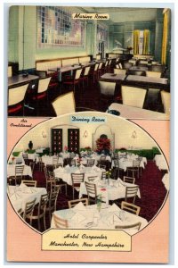 c1940 Hotel Carpenter Marine Room Dining Room Manchester New Hampshire Postcard