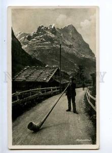 236387 SWITZERLAND Alphornblaser musician 1931 year photo RPPC