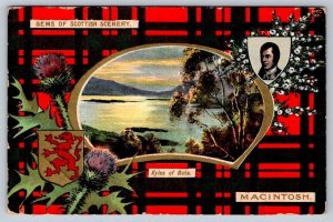 MacIntosh Tartan, Kyles Of Bute, Robert Burns, Gems Of Scottish Scenery Postcard