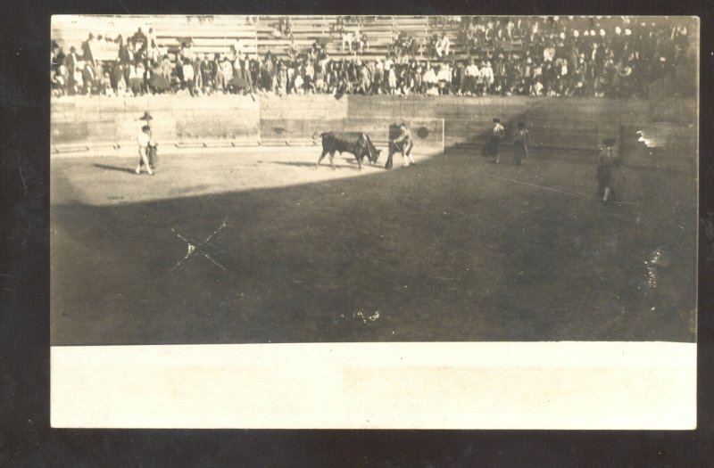 RPPC MATAMOROS MEXICO 1913 BULLFIGHT STADIUM BULL MATADOR REAL PHOTO POSTCARD