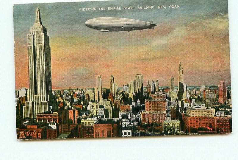 Zepplin Blimp Midtown New York 1933