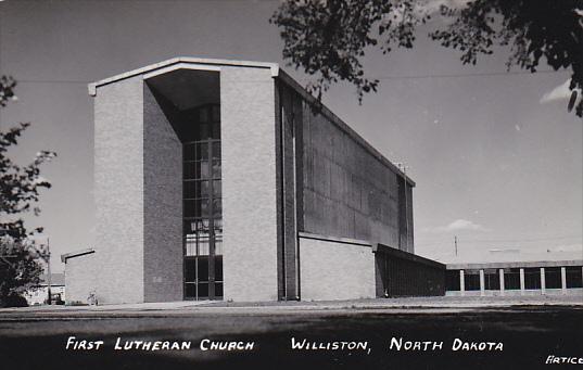 North Dakota Williston First Lutheran Church Real Photo