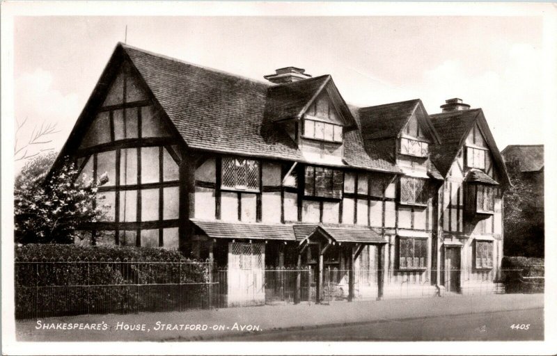 Vtg Stratford-On-Avon England UK Shakespeare's House RPPC Real Photo Postcard