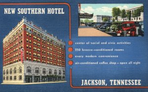 Vintage Postcard 1930's New Southern Hotel Social Civic Activities Jackson TN