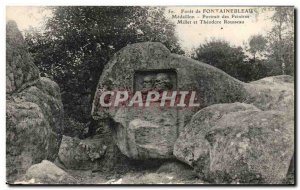 Old Postcard Forest of Fontainebleau Medallion Portrait Painters Millet and T...