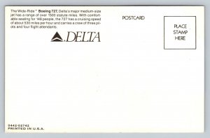 Delta  Airlines  Boeing 727  Postcard