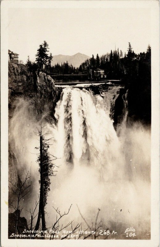 Snoqualmie Falls WA Washington Unused Ellis #104 Real Photo Postcard G2